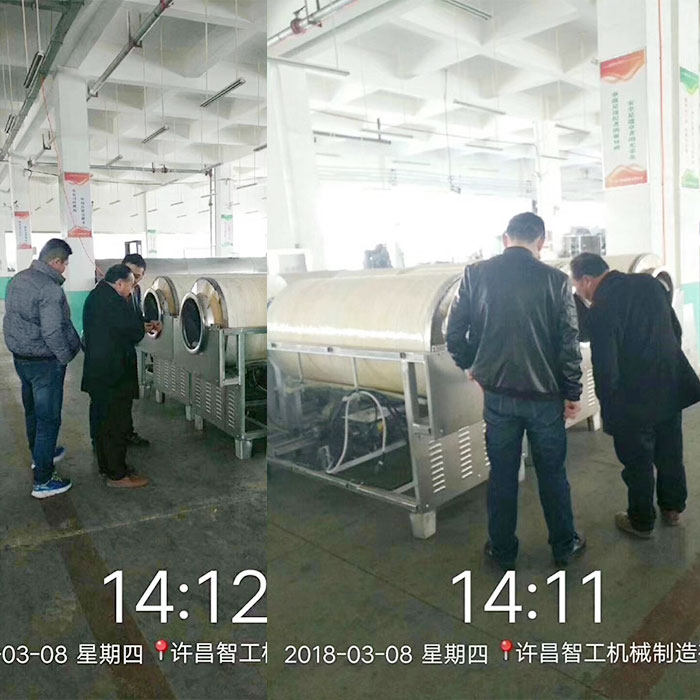 四川客戶考察炒花生機器